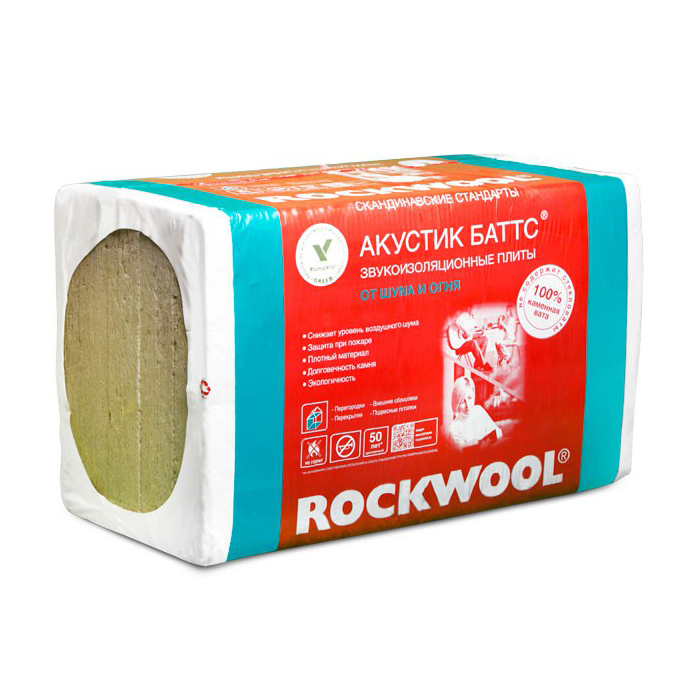 Утеплитель Rockwool Акустик Баттс Pro 1000х600х100 мм, 4 шт. уп